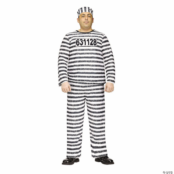 Adults Black & White Polyester Jailbird Costume