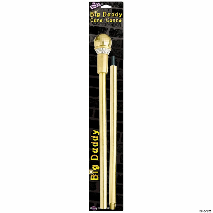 35" Gold Cane with Disco Ball & Rhinestones Costume Accessory