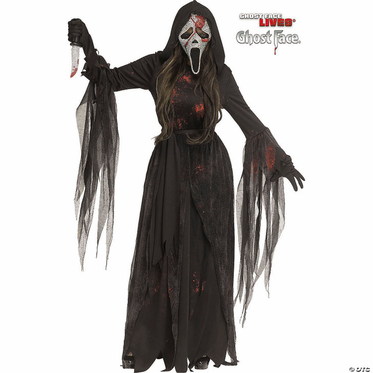 Adults Ghost Face Bloody Bling Hooded Gown Costume