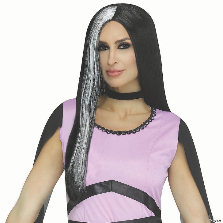 Adults Black with White Streak Monster Mom Wig Costume Accessory