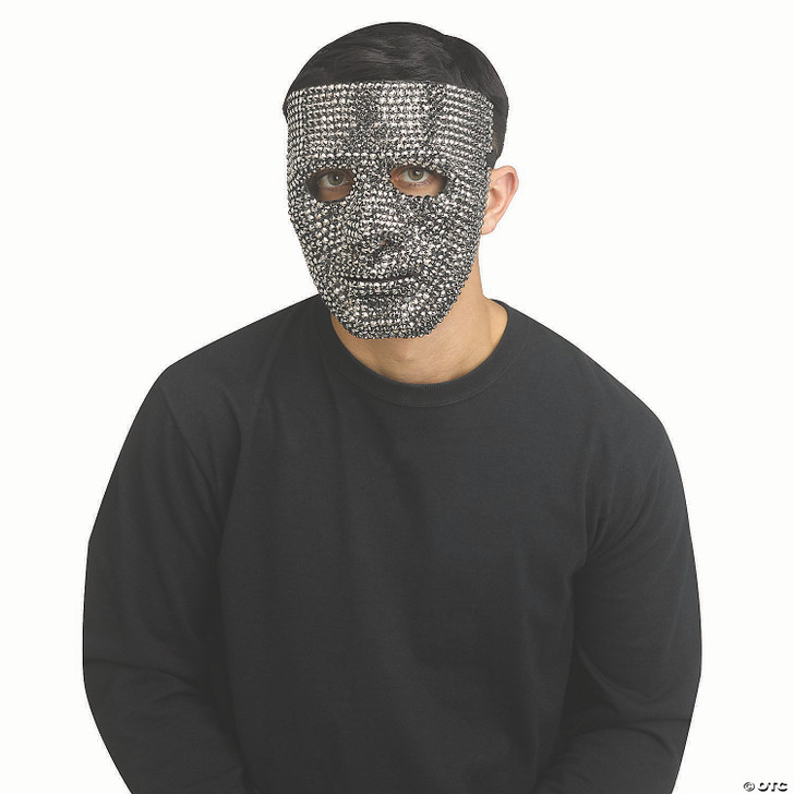 Adults Silver Rhinestone Bling Plastic Full Mask
