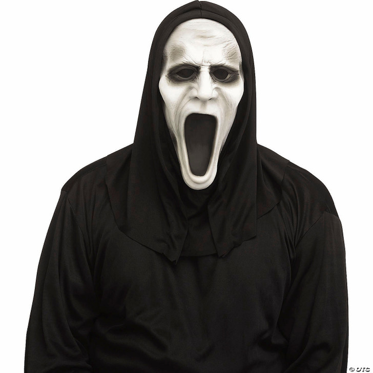 Adults Silent Screamer Half Mask with Attached Black Hood