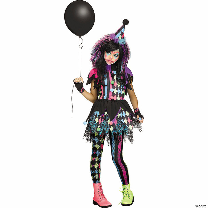 Girl's Multicolor Twisted Circus Clown Costume