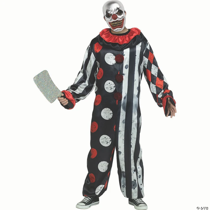 Adults Black, White & Red Big Top Bling Clown Costume