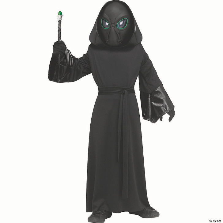 Kids Black Polyester Robe with Electro-Luminescent Mask Alien Costume
