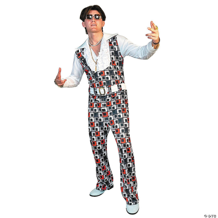 Adults Swaggertown Black & White Cubes Pattern Pantsuit Costume