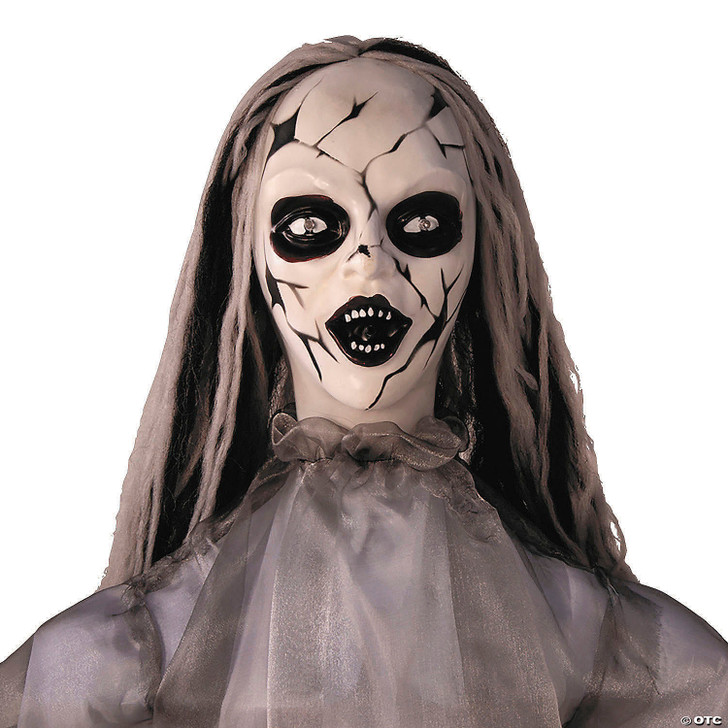 5 Ft. 6" Animated Standing Cracked Face Woman Halloween Decoration
