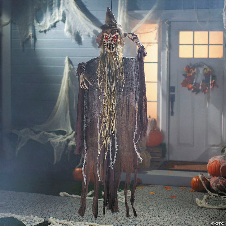 5 Ft. Light-Up Hanging Brown Reaper with Hat Halloween Decoration