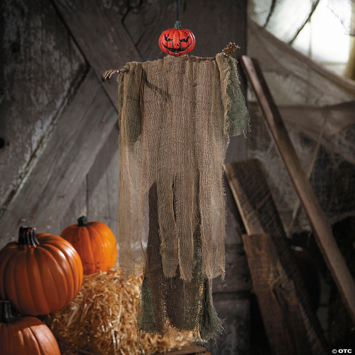 2 Ft. Hanging Green Pumpkin Man Halloween Decoration
