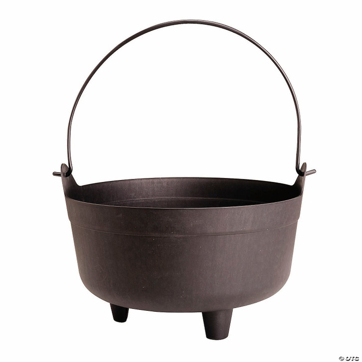 14" Black Plastic Cauldron Halloween Decoration