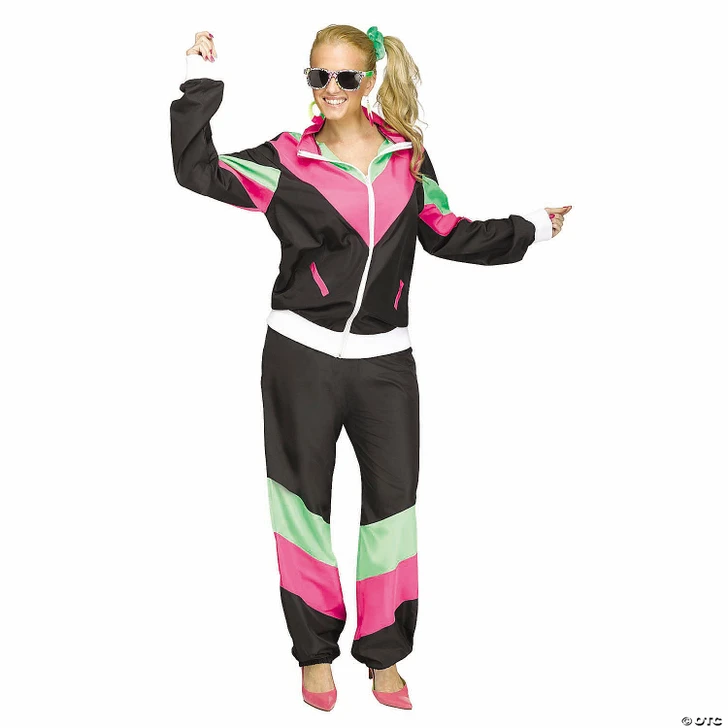 Women's Multicolor 80's Track Suit Costume