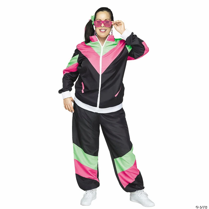 Women's Multicolor 80's Track Suit Costume