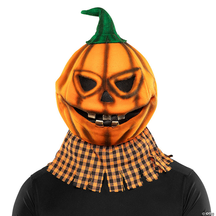 Adults Scarecrow Pumpkin Head Halloween Mask with Hat – One Size