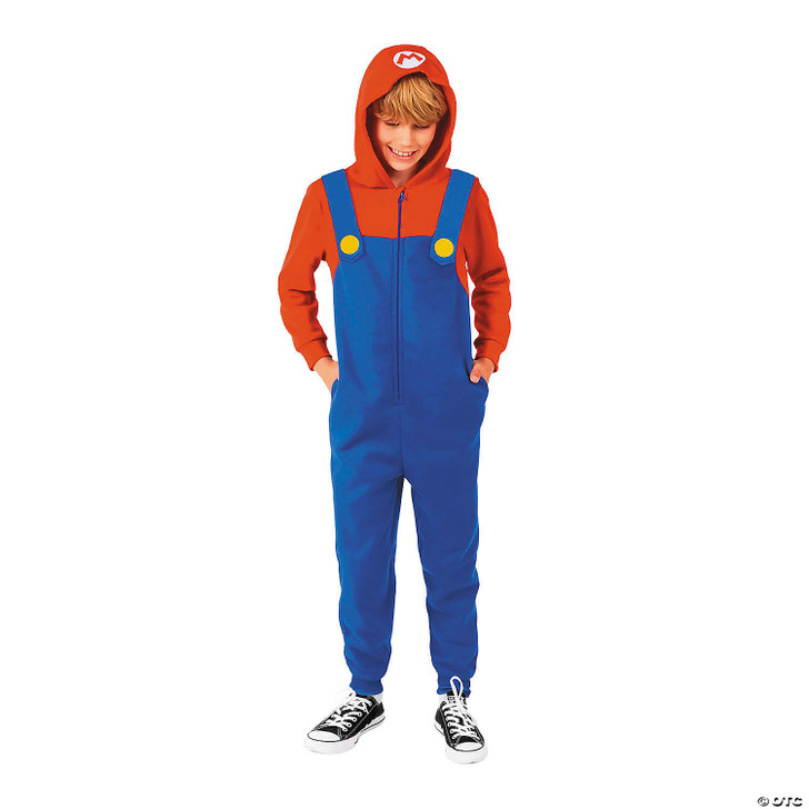 Kids Super Mario Bros. Mario Hooded Onesie Costume
