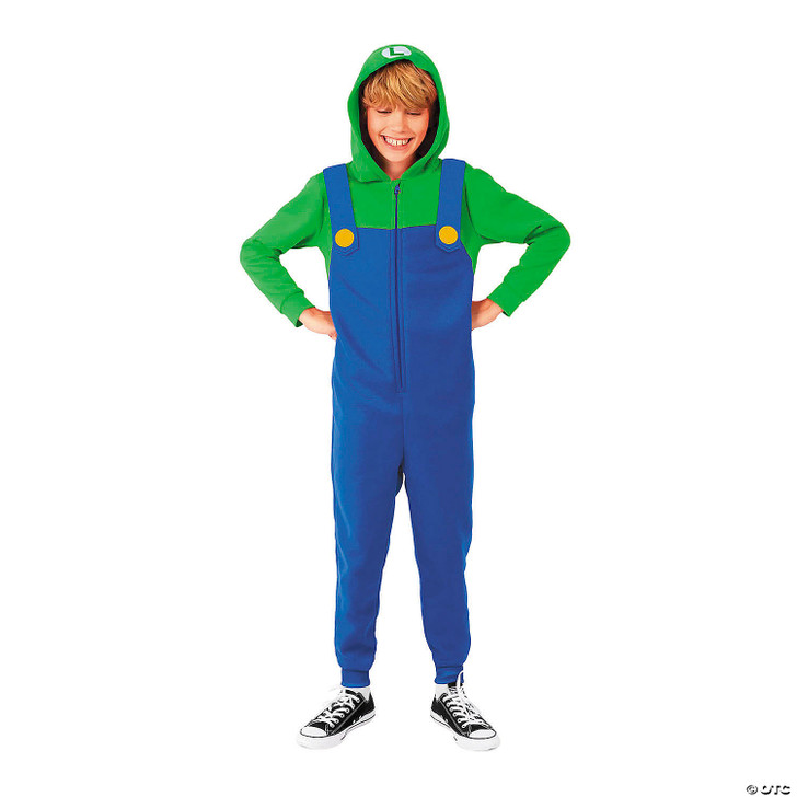 Kids Super Mario Bros. Luigi Hooded Onesie Costume