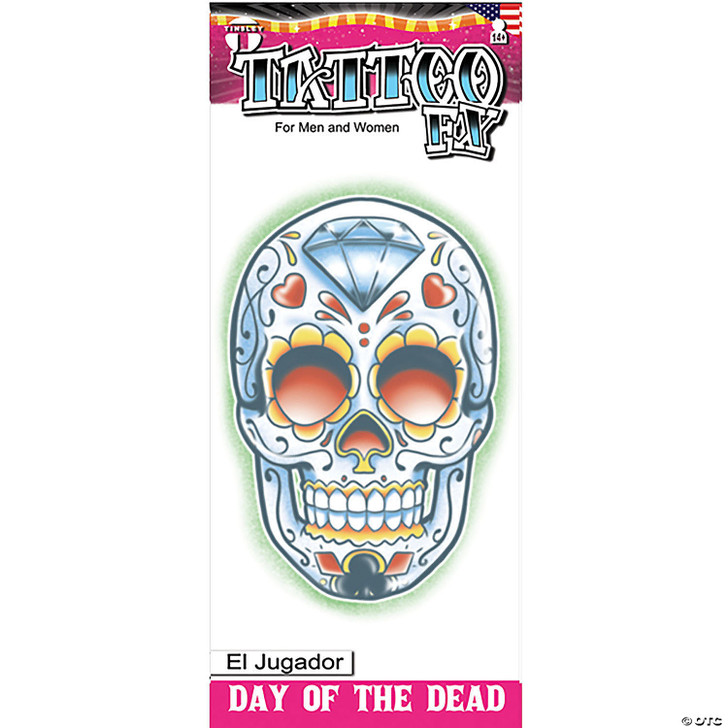 Tinsley Transfers Day of the Dead El Jugador Temporary Tattoo