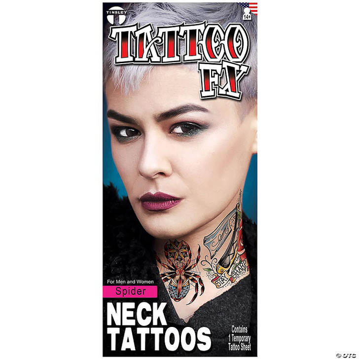 Tinsley Transfers Neck Tattoo Spider Temporary Tattoos