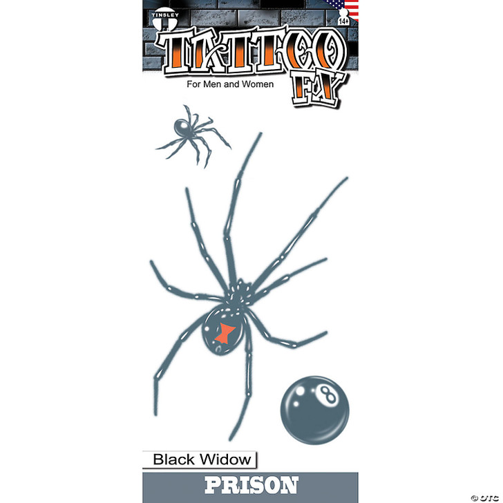 Tinsley Transfers Prison Black Widow Temporary Tattoo