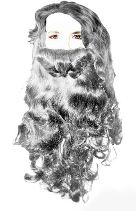Lacey Black Santa Claus Beard and Wig Set