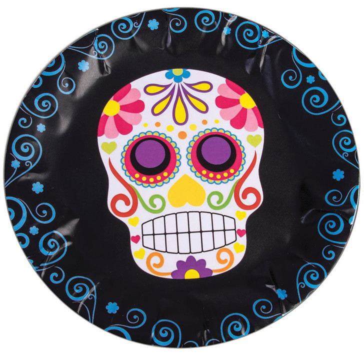 Forum Novelties 9 Day of the Dead Round Plate - Pack of 8