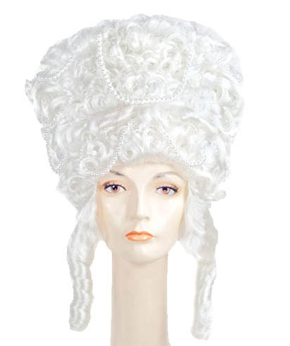 Marie Antoinette Wig, White with Pearls