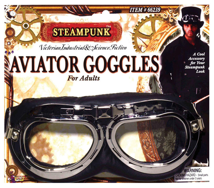 Forum Novelties Steampunk Aviator Goggles-Black