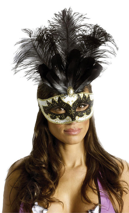 Fun World Fun World Womens Big Feather Carnival Mask