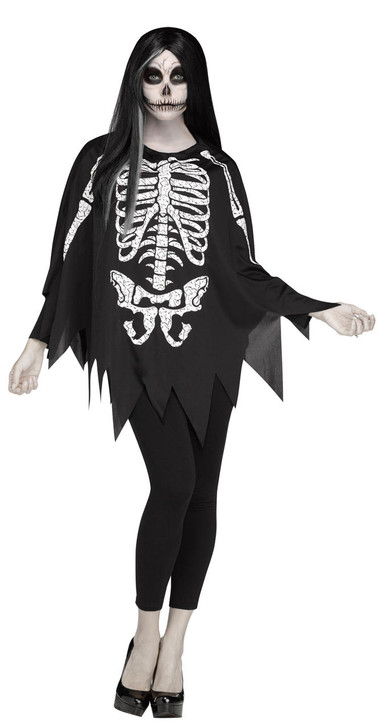Fun World Women's Poncho Skeleton - 770446