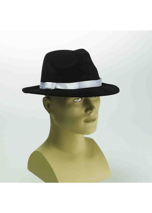 Gangster Hat Black Flocked