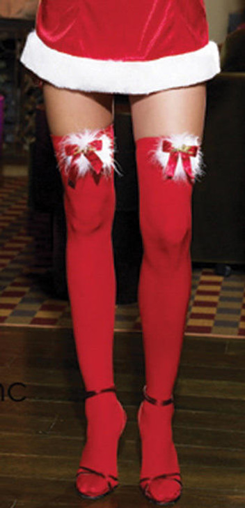 Leg Avenue Leg Avenue Red and White thigh-Highs with Bow