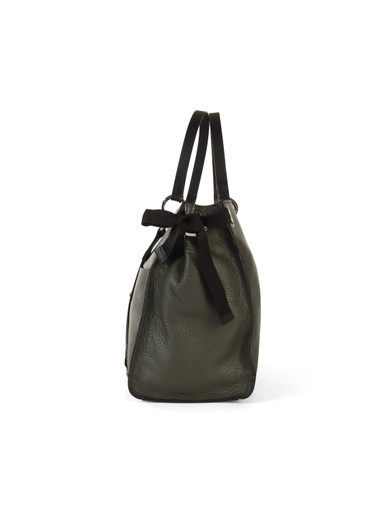 VERDE SCURO | Borsa shopping in pelle grana dollaro TETI Medium