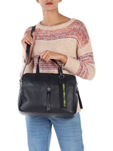 NERO | Borsa a mano in pelle grana dollaro SELENE