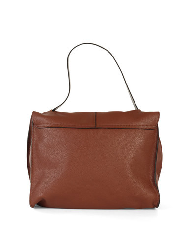 MARRONE CHIARO | Borsa a mano in pelle grana dollaro CLIO Large