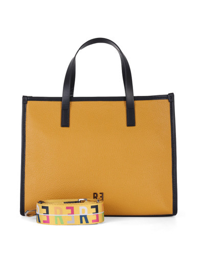 GIALLO SCURO | Borsa a mano ASTRA in pelle martellata