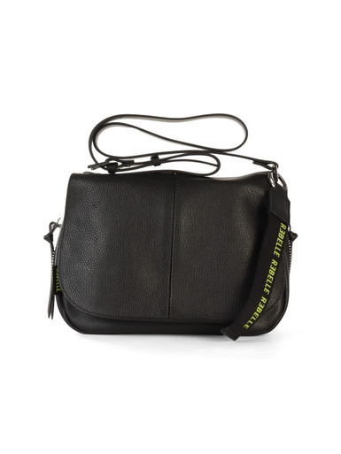 NERO | Borsa in pelle grana dollaro FEBE Messenger Medium