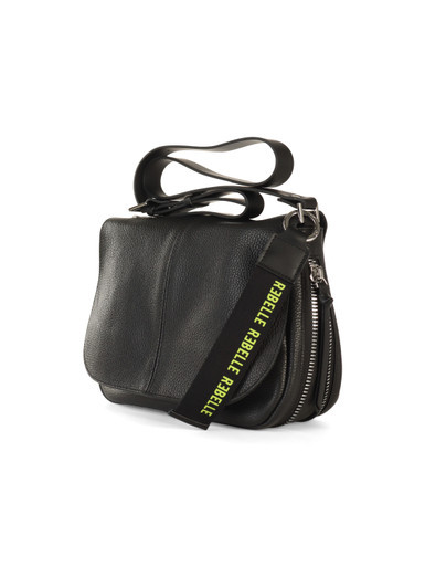 NERO | Borsa in pelle grana dollaro FEBE Messenger Medium