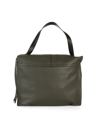 VERDE SCURO | Borsa a mano in pelle grana dollaro CLIO Large