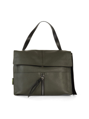 VERDE SCURO | Borsa a mano in pelle grana dollaro CLIO Large