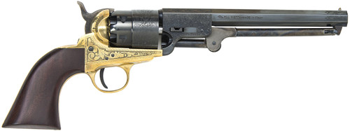 Traditions 1851 Navy .44 Cal #11 Percussion 7.5" Revolver Brass Engraved Frame Blued Walnut Grip