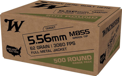 Winchester 5.56x45 NATO M855 62gr FMJ Ammo - 500 Rounds