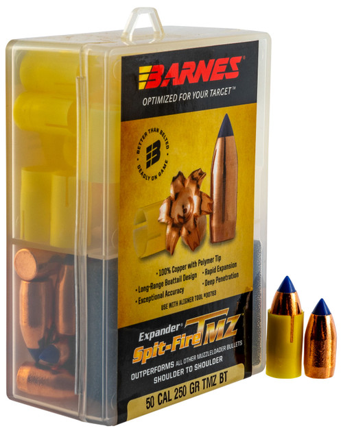 Barnes Bullets 30598 Spit-Fire TMZ .50 Cal 250gr Copper Tip Muzzleloader Bullets 24/Box