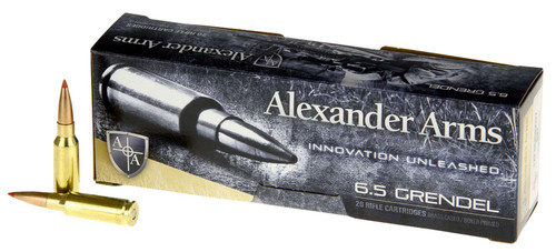 Alexander Arms AG129SSTBX Rifle Ammo 6.5 Grendel 129 gr Hornady SST (Balistic Tip)