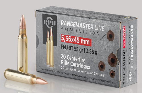 PPU PPRM5561 Rangemaster 5.56x45mm NATO 55 gr Full Metal Jacket Boat Tail (FMJBT)