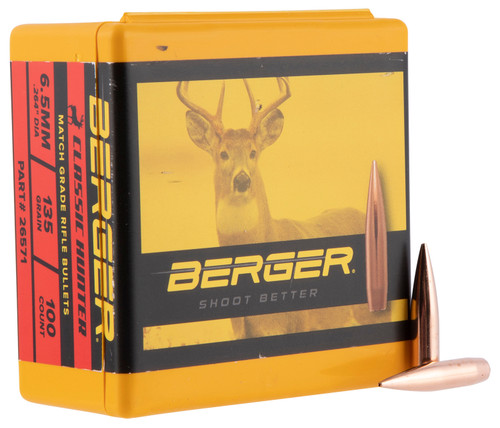 Berger 26571 Classic Hybrid Hunter Match Grade 6.5CM 135gr BT Bullets 100/Box