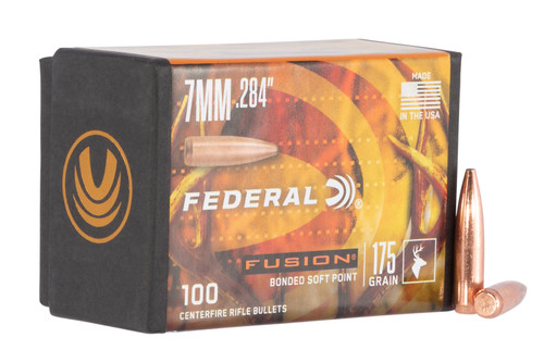 Federal FB284F4 7mm .284 175gr Fusion Bonded Soft Point Reloading Bullets