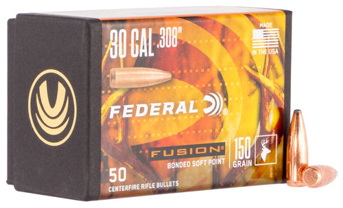 Federal FB308F1 30 Cal .308 150gr Fusion Bonded Soft Point Reloading Bullets