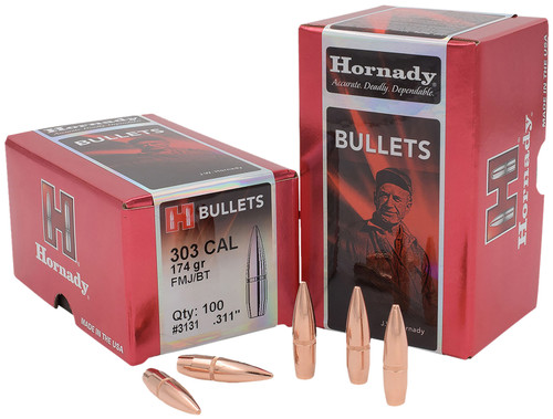 Hornady Traditional .303 Cal 174gr Full Metal Jacket Reloading Bullets 100/Box