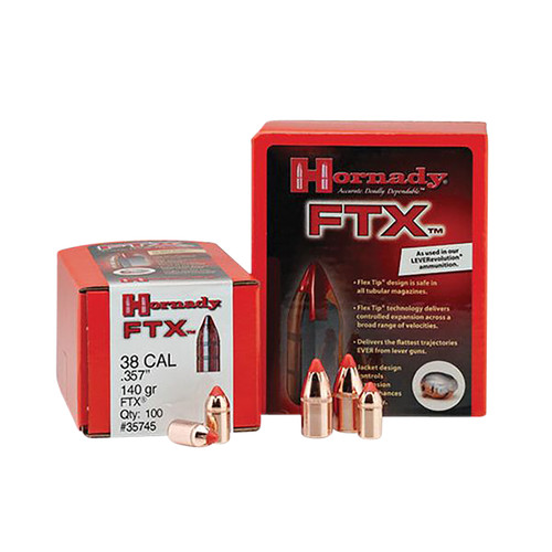 Hornady FTX 38 Caliber .357 140 Grain Flex Tip Bullet 100-Count