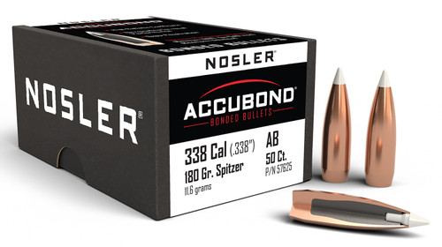 Nosler 57625 338Cal 180 Grain AccuBond Spitzer Point Boat Tail 50/Box