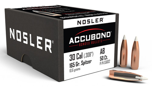 Nosler 55602 30Cal 165 Grain AccuBond Bonded Spitzer Point 50/Box